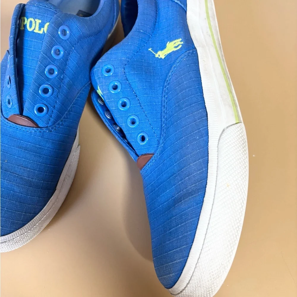 Ralph Lauren Polo blue and green slip on men’s boat shoes 8.5